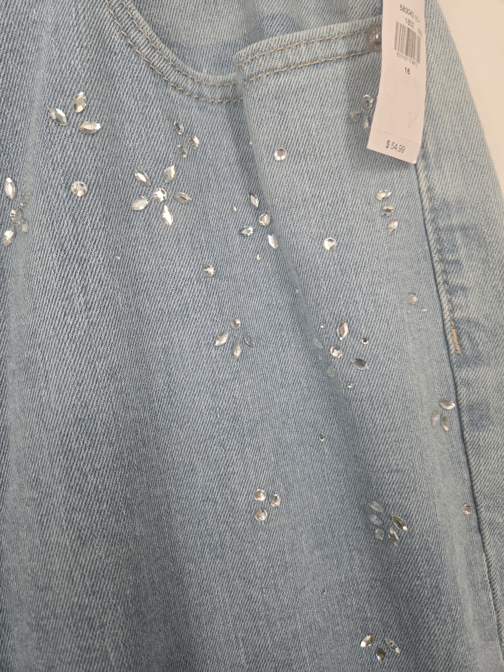 Old Navy Light Blue High Rise OG Loose Jeans Beaded Detail Size 16 NWT (6973) - Picture 5 of 8